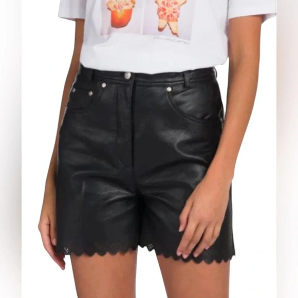 Stella McCartney Maddox Skin Free Skin Vegan Leather Black Shorts Size 38